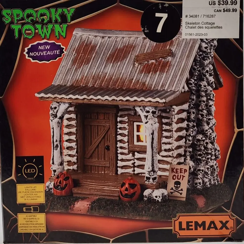 Lemax Spooky Town SKELETON COTTAGE #34081 NRFB 2023 Halloween Lit Table Accent *